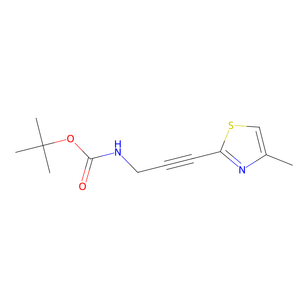 tert-butyl N-[3-(4-methyl-1,3-thiazol-2-yl)prop-2-yn-1-yl]carbamate molecular structure, CAS 2166992-26-1
