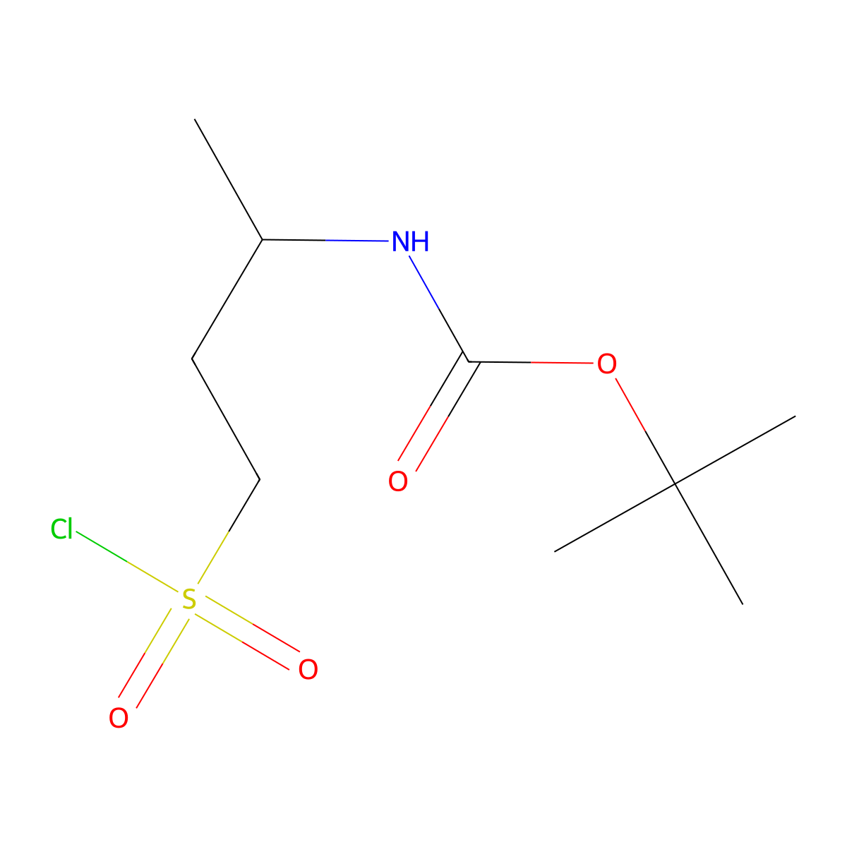 tert-butyl N-(4-(chlorosulfonyl)butan-2-yl)carbamate molecular structure, CAS 2166993-49-1
