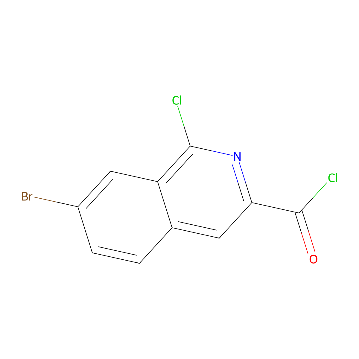 7-Bromo-1-chloroisoquinoline-3-carbonyl chloride molecular structure, CAS 2166993-72-0