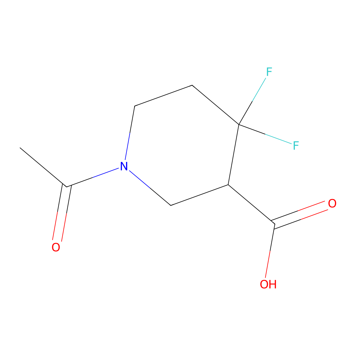 1-Acetyl-4,4-difluoropiperidine-3-carboxylic acid molecular structure, CAS 2166993-82-2