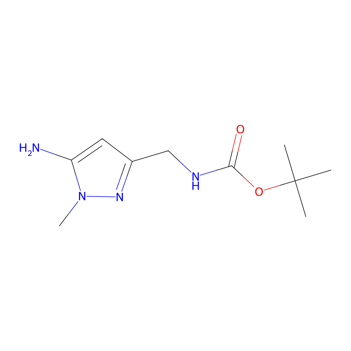 tert-butyl N-[(5-amino-1-methyl-1H-pyrazol-3-yl)methyl]carbamate molecular structure, CAS 2166995-19-1