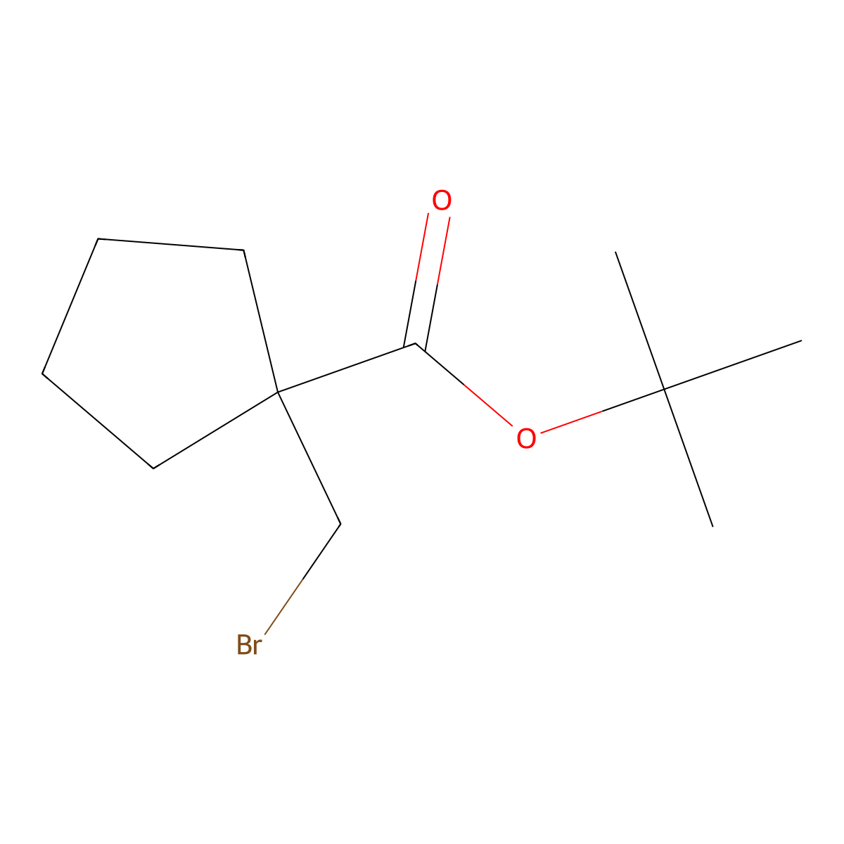 Tert-butyl 1-(bromomethyl)cyclopentane-1-carboxylate molecular structure, CAS 2167003-55-4