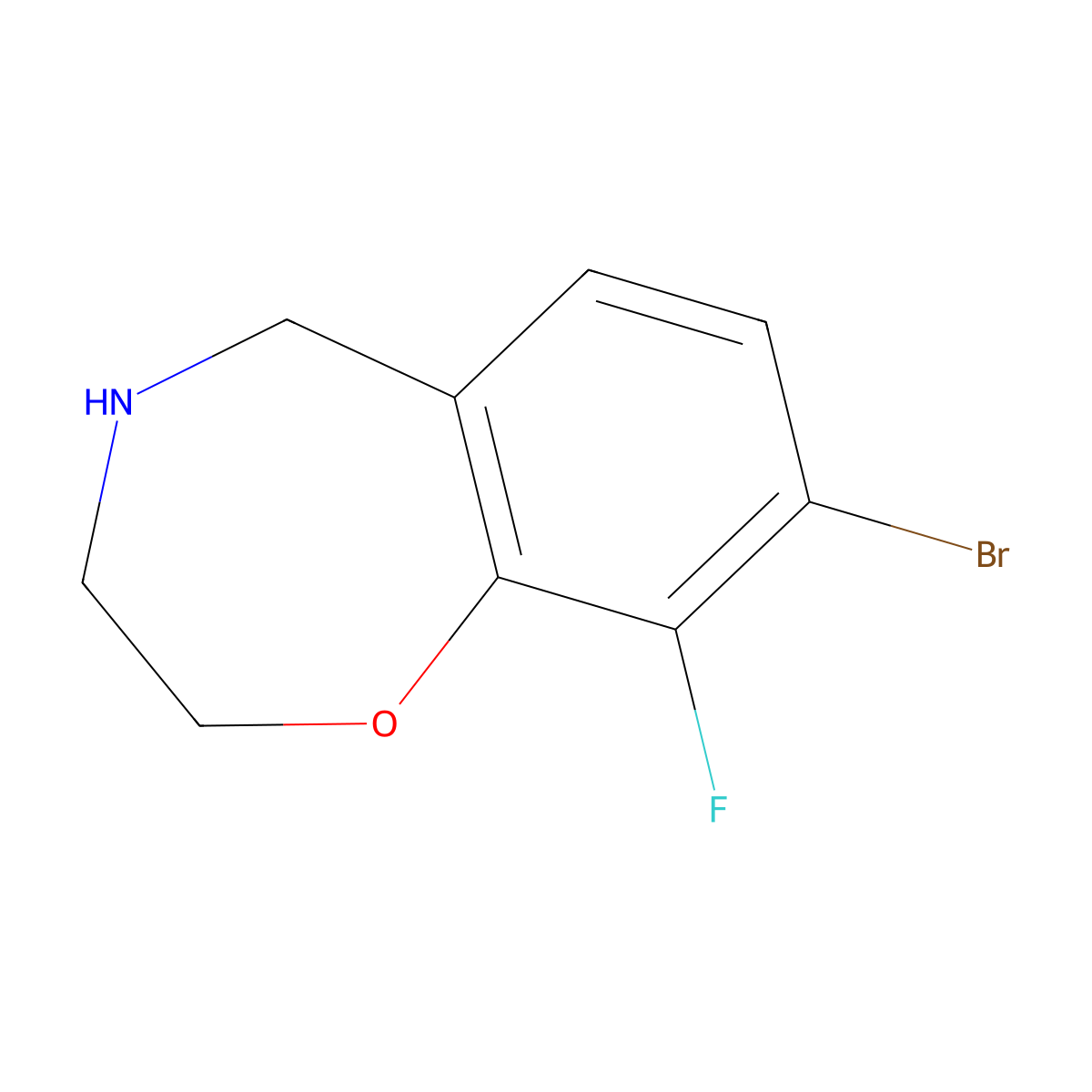 8-Bromo-9-fluoro-2,3,4,5-tetrahydro-1,4-benzoxazepine molecular structure, CAS 2167011-91-6