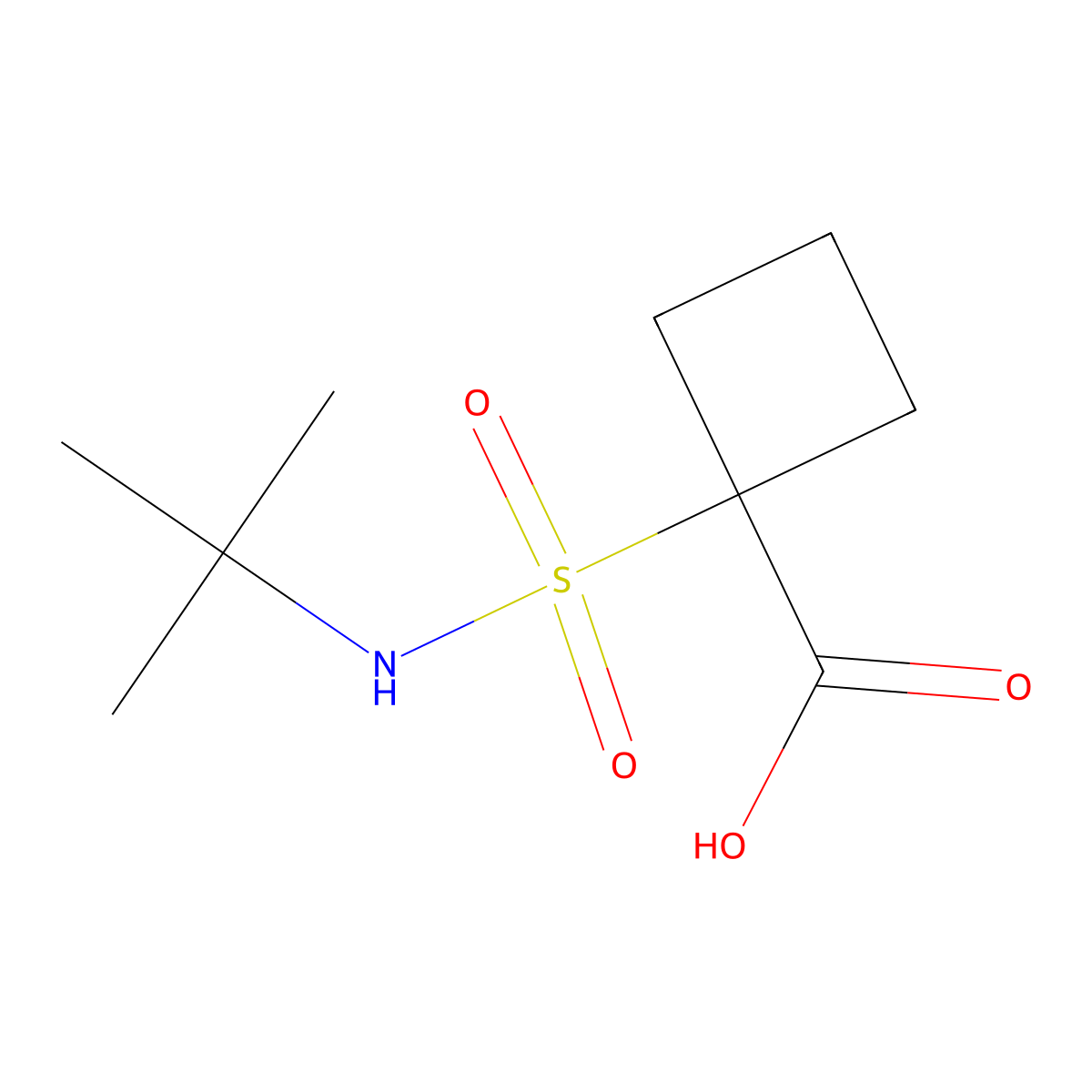 1-(Tert-butylsulfamoyl)cyclobutane-1-carboxylic acid molecular structure, CAS 2167013-26-3