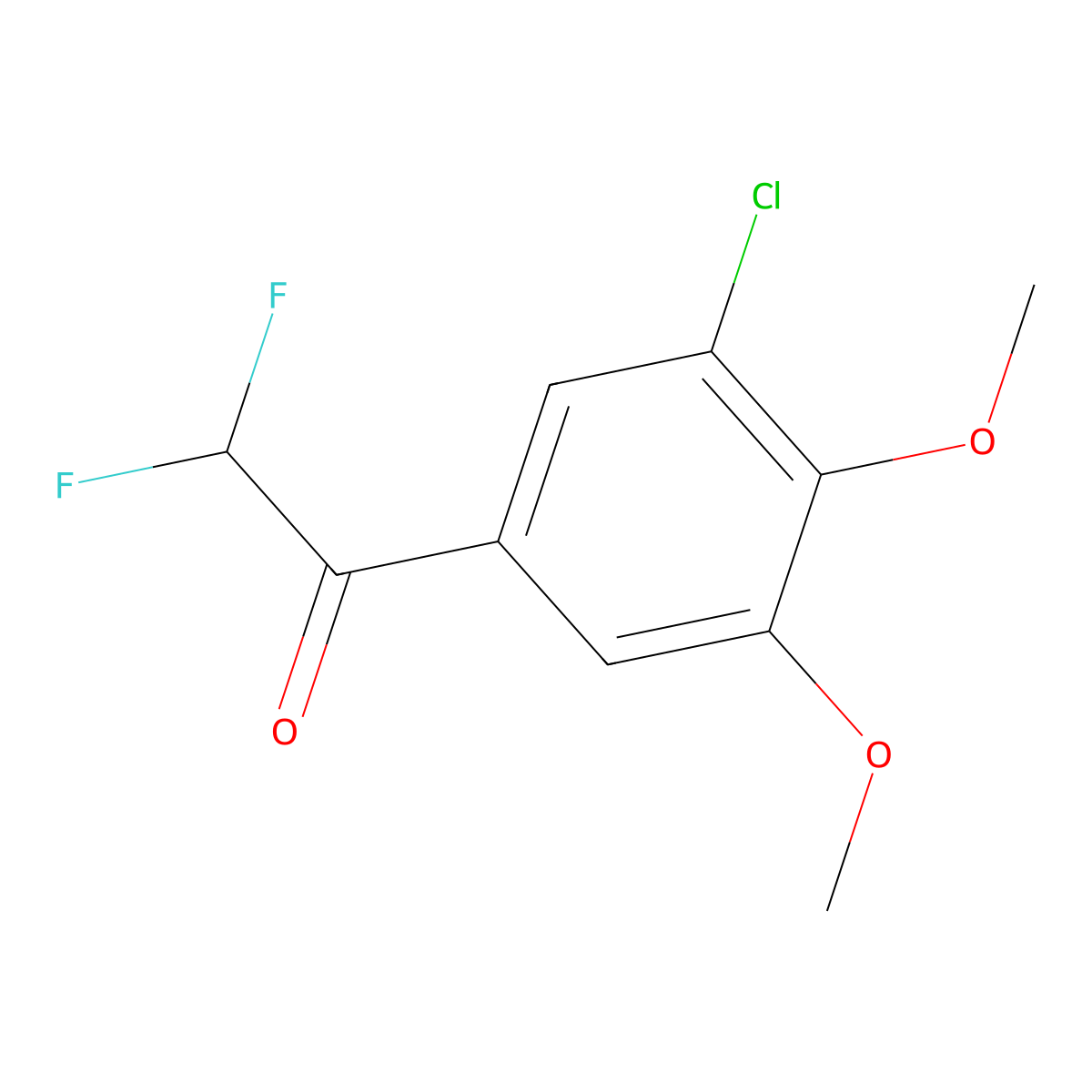 1-(3-Chloro-4,5-dimethoxyphenyl)-2,2-difluoroethan-1-one molecular structure, CAS 2167016-86-4