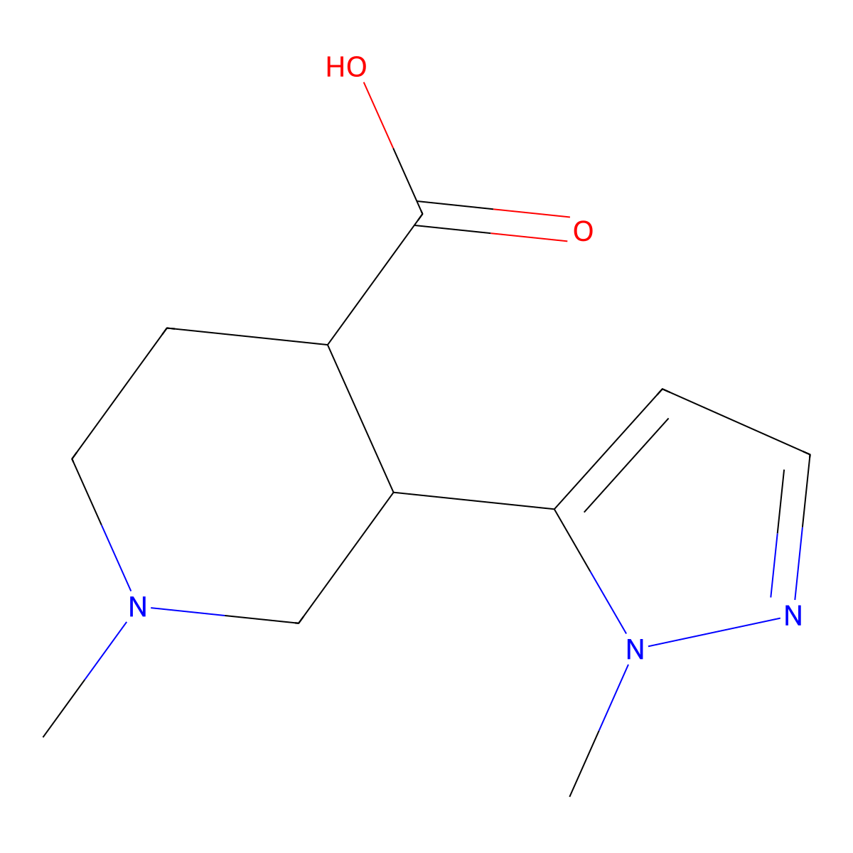 1-Methyl-3-(1-methyl-1h-pyrazol-5-yl)piperidine-4-carboxylic acid molecular structure, CAS 2167019-99-8