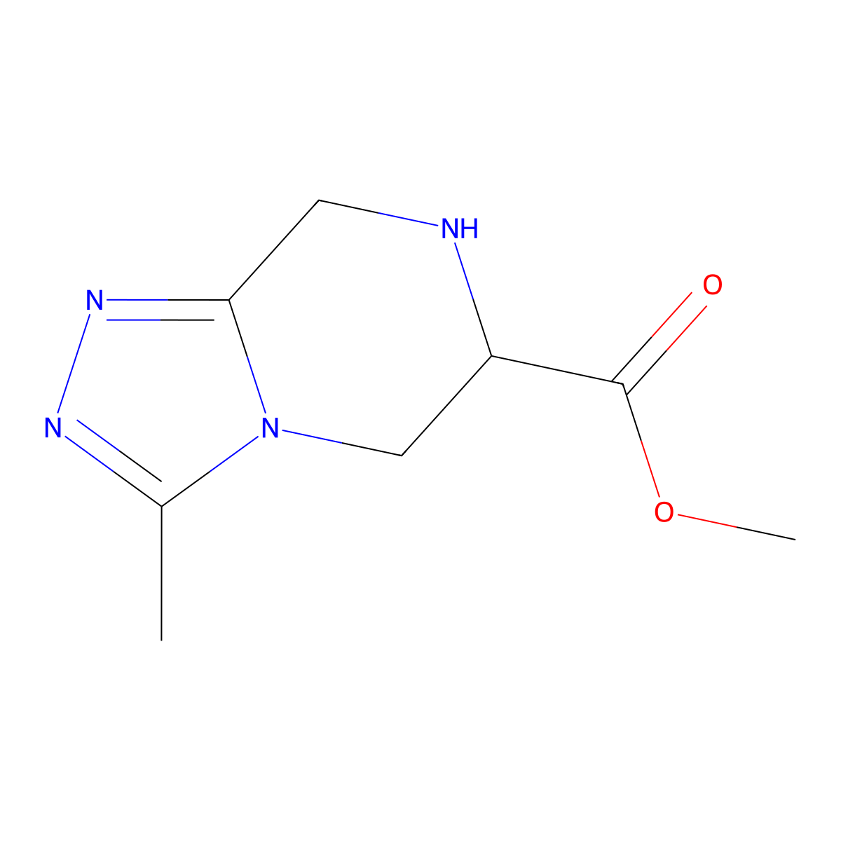 methyl 3-methyl-5H,6H,7H,8H-[1,2,4]triazolo[4,3-a]pyrazine-6-carboxylate molecular structure, CAS 2167026-26-6