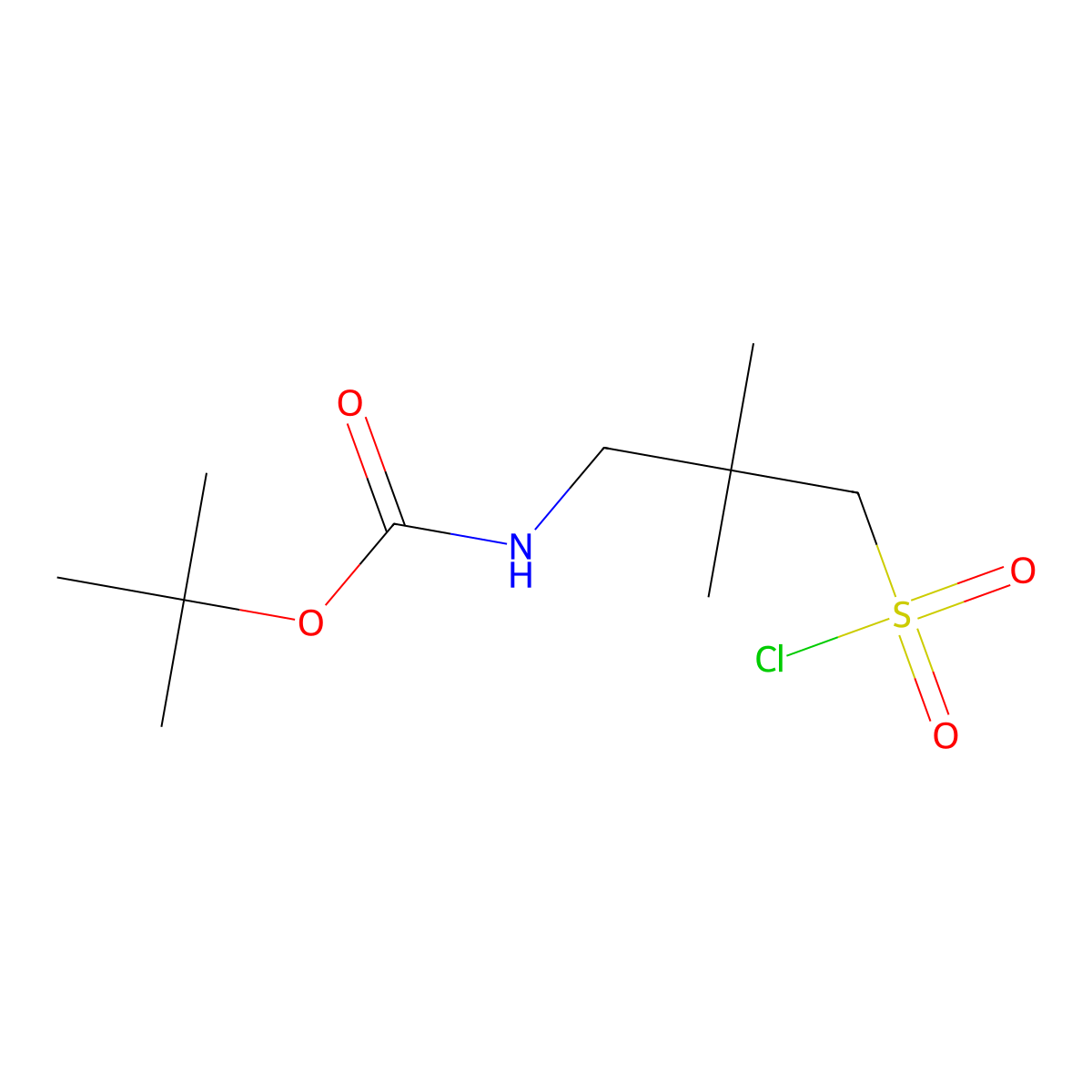 tert-butyl N-[3-(chlorosulfonyl)-2,2-dimethylpropyl]carbamate molecular structure, CAS 2167029-97-0