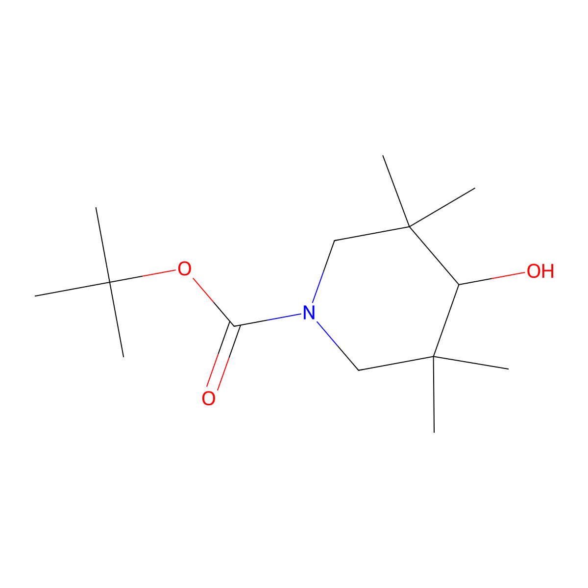 Tert-butyl 4-hydroxy-3,3,5,5-tetramethylpiperidine-1-carboxylate molecular structure, CAS 2167030-10-4