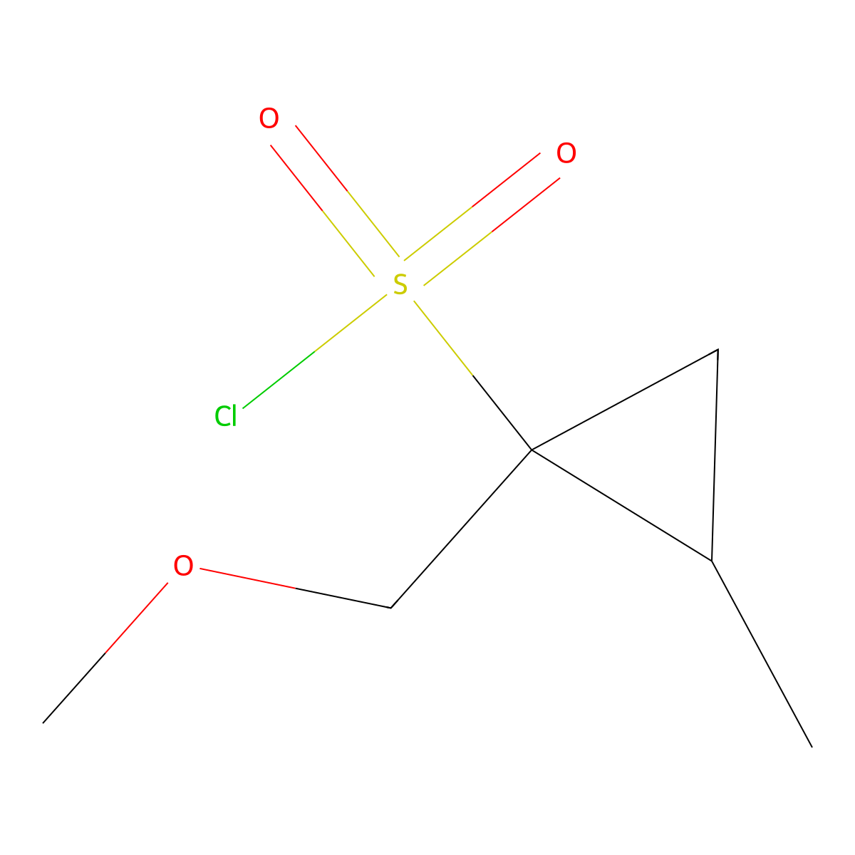 rac-(1R,2R)-1-(methoxymethyl)-2-methylcyclopropane-1-sulfonyl chloride, trans molecular structure, CAS 2167032-10-0