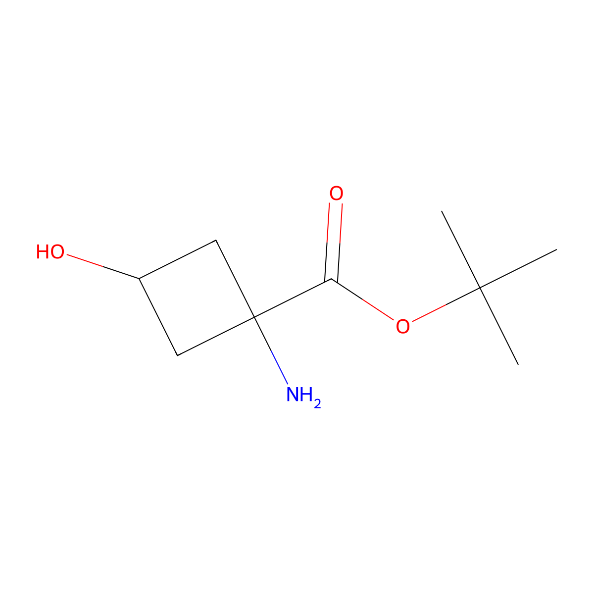 Tert-butyl 1-amino-3-hydroxycyclobutane-1-carboxylate molecular structure, CAS 2167035-71-2