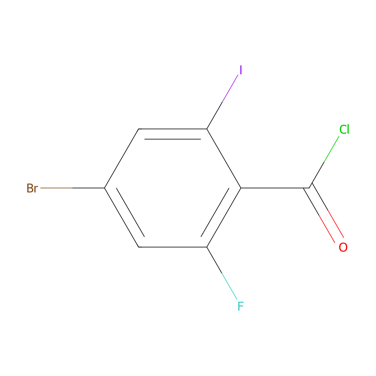 4-Bromo-2-fluoro-6-iodobenzoylchloride molecular structure, CAS 2167045-13-6