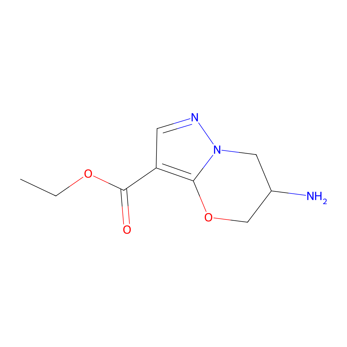 ethyl 6-amino-5H,6H,7H-pyrazolo[3,2-b][1,3]oxazine-3-carboxylate molecular structure, CAS 2167051-28-5