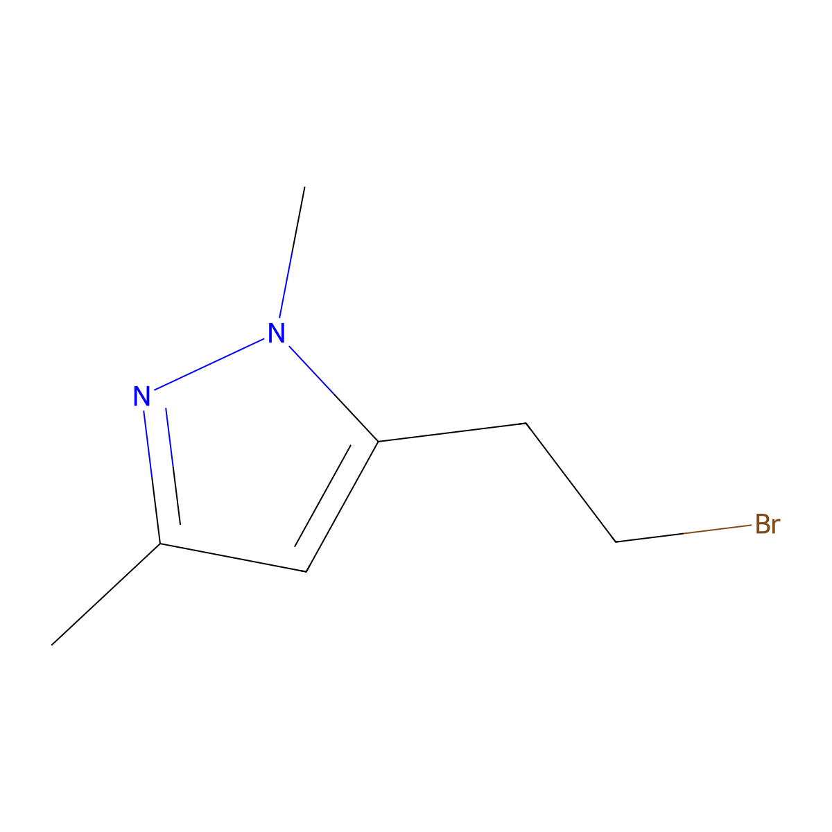 5-(2-bromoethyl)-1,3-dimethyl-1H-pyrazole molecular structure, CAS 2167058-54-8