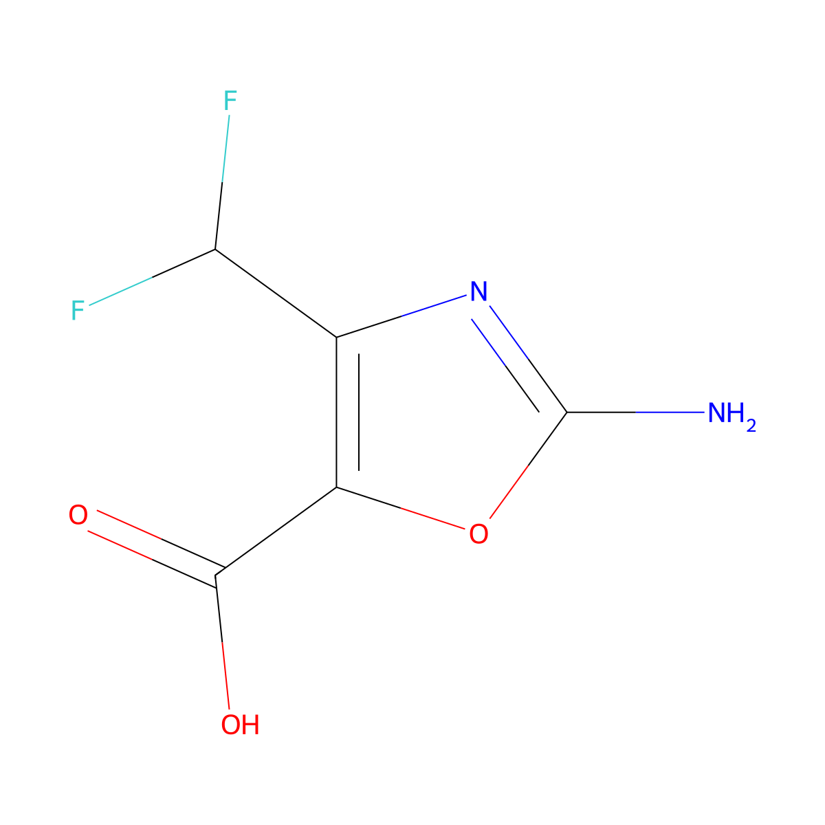 2-Amino-4-(difluoromethyl)-1,3-oxazole-5-carboxylic acid molecular structure, CAS 2167062-86-2