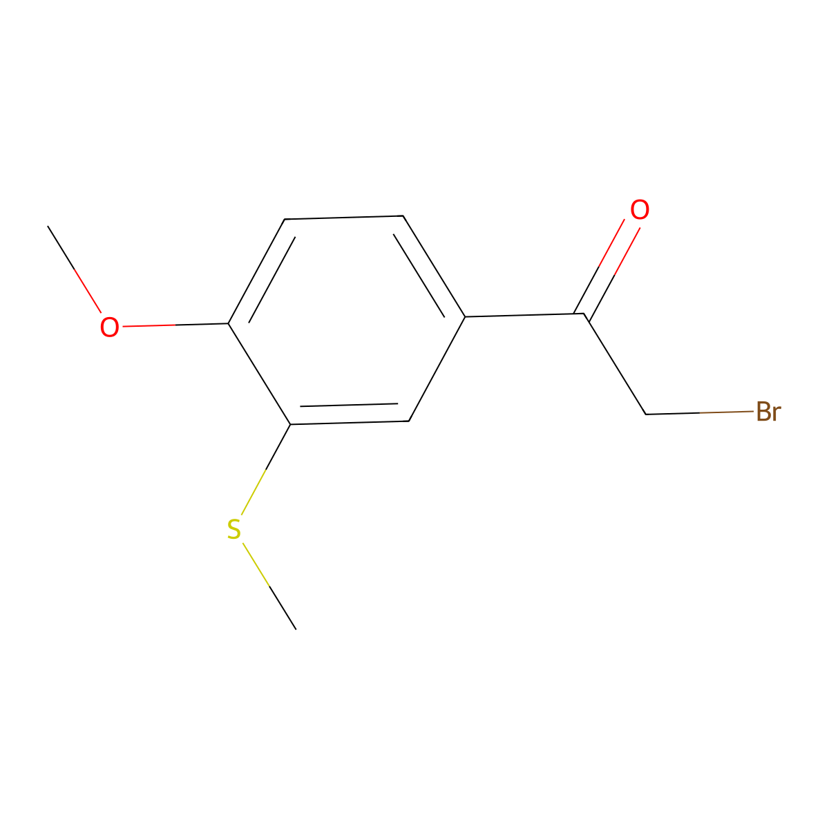 2-Bromo-1-(4-methoxy-3-(methylthio)phenyl)ethan-1-one molecular structure, CAS 2167065-33-8