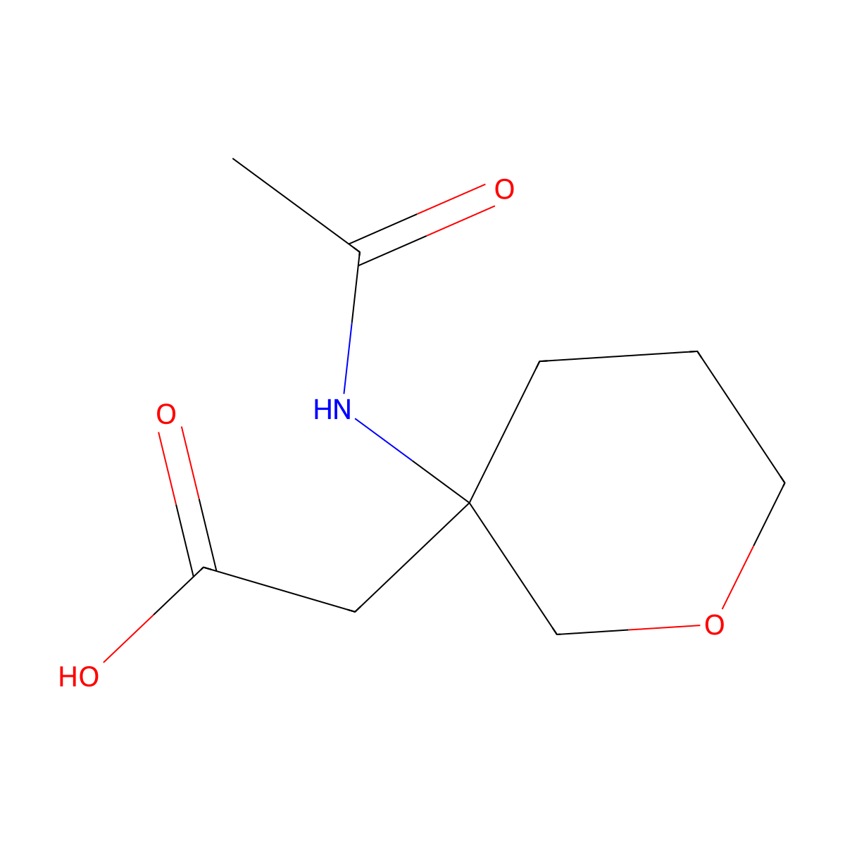 2-(3-Acetamidooxan-3-yl)acetic acid molecular structure, CAS 2167071-83-0
