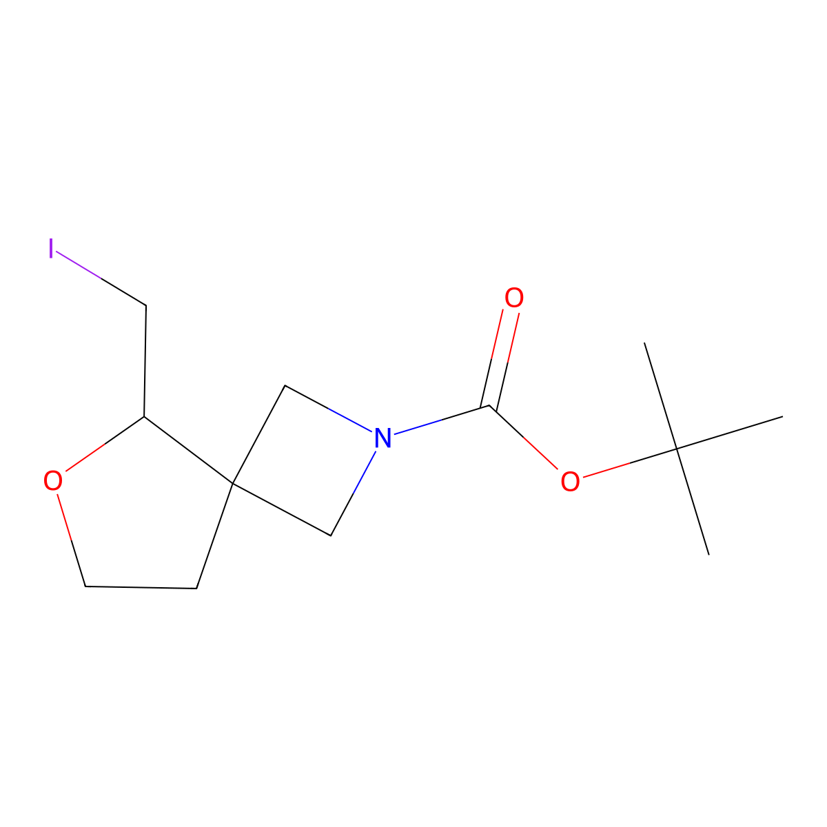 tert-Butyl 5-(iodomethyl)-6-oxa-2-azaspiro[3.4]octane-2-carboxylate molecular structure, CAS 2167074-40-8