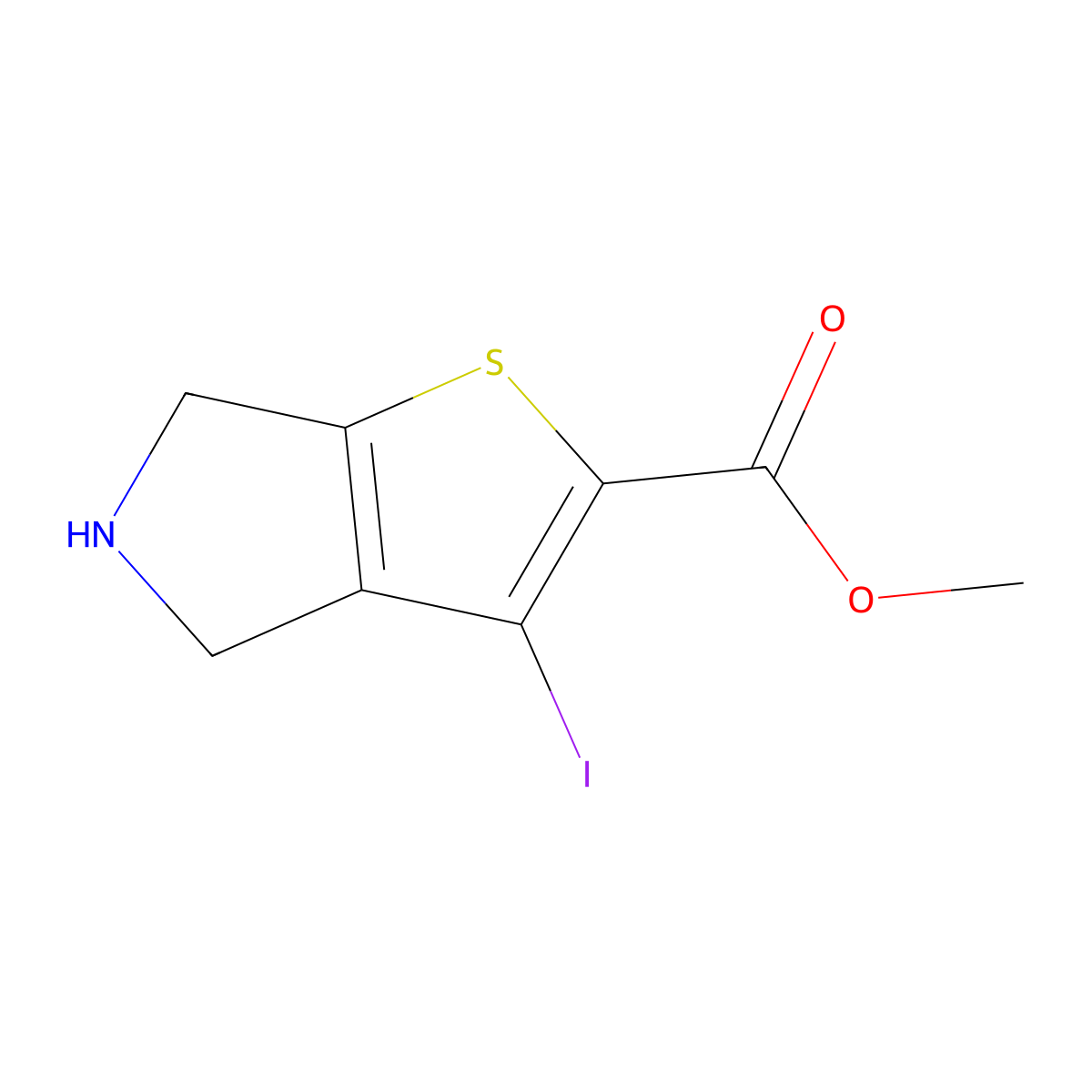 methyl 3-iodo-4H,5H,6H-thieno[2,3-c]pyrrole-2-carboxylate molecular structure, CAS 2167084-06-0