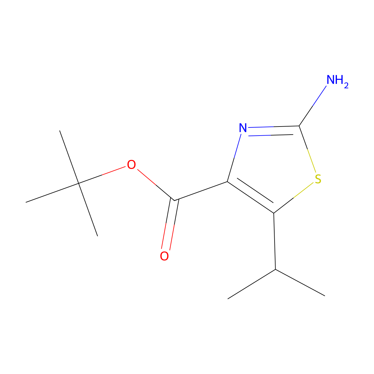 Tert-butyl 2-amino-5-(propan-2-yl)-1,3-thiazole-4-carboxylate molecular structure, CAS 2167084-98-0