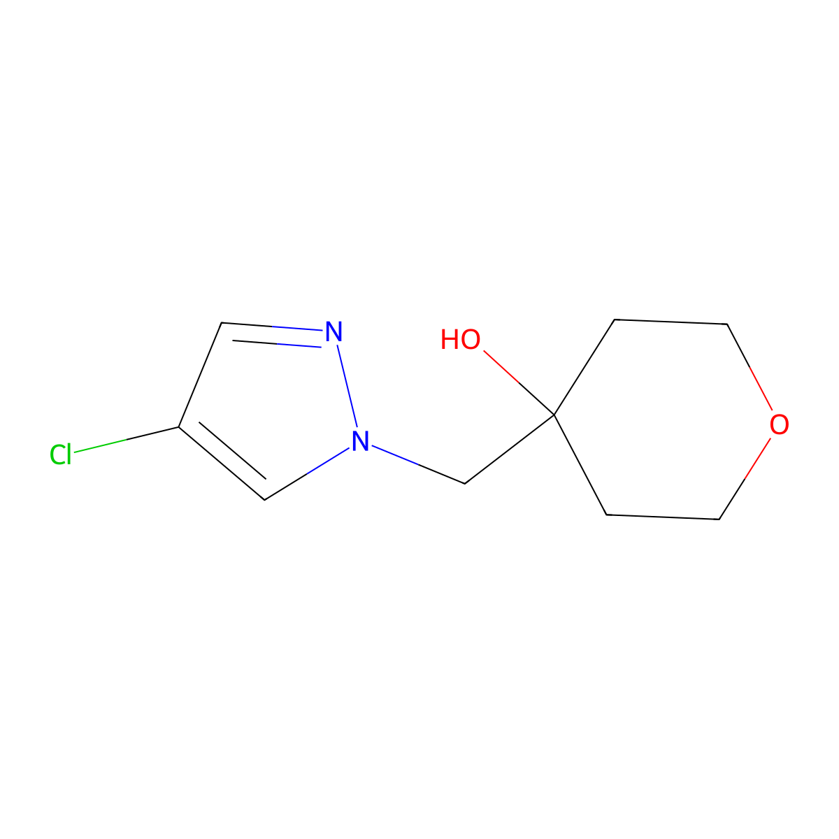 4-[(4-chloro-1H-pyrazol-1-yl)methyl]oxan-4-ol molecular structure, CAS 2167087-06-9