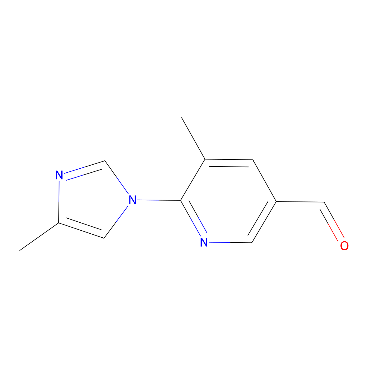5-methyl-6-(4-methyl-1H-imidazol-1-yl)pyridine-3-carbaldehyde molecular structure, CAS 2167088-13-1