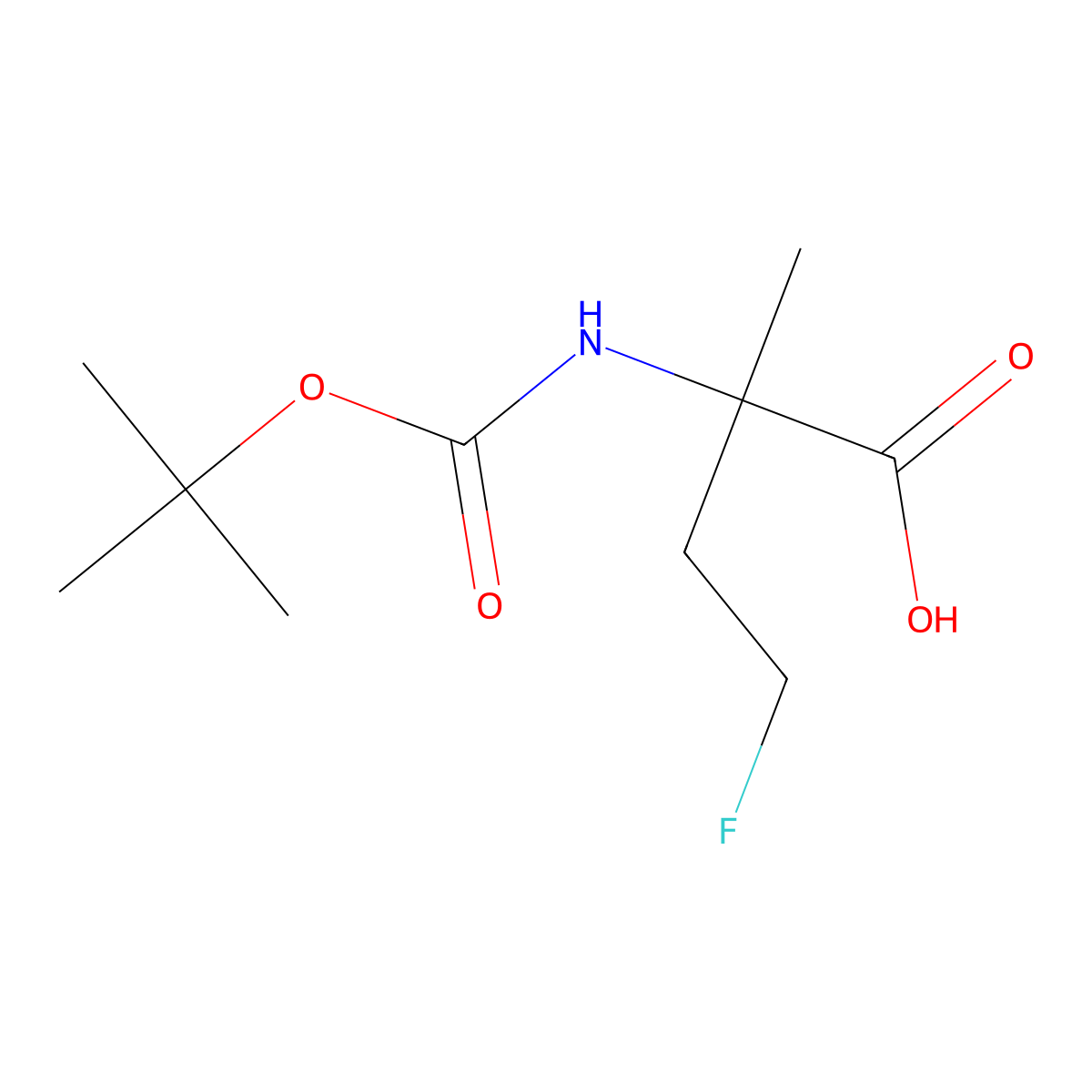 2-{[(Tert-butoxy)carbonyl]amino}-4-fluoro-2-methylbutanoic acid molecular structure, CAS 2167090-98-2