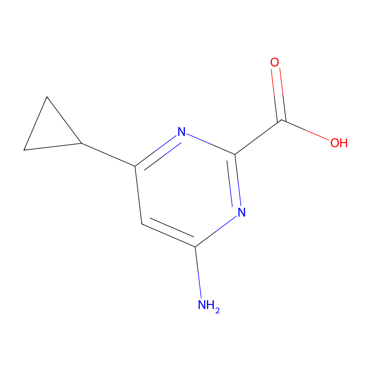 4-Amino-6-cyclopropylpyrimidine-2-carboxylic acid molecular structure, CAS 2167094-65-5