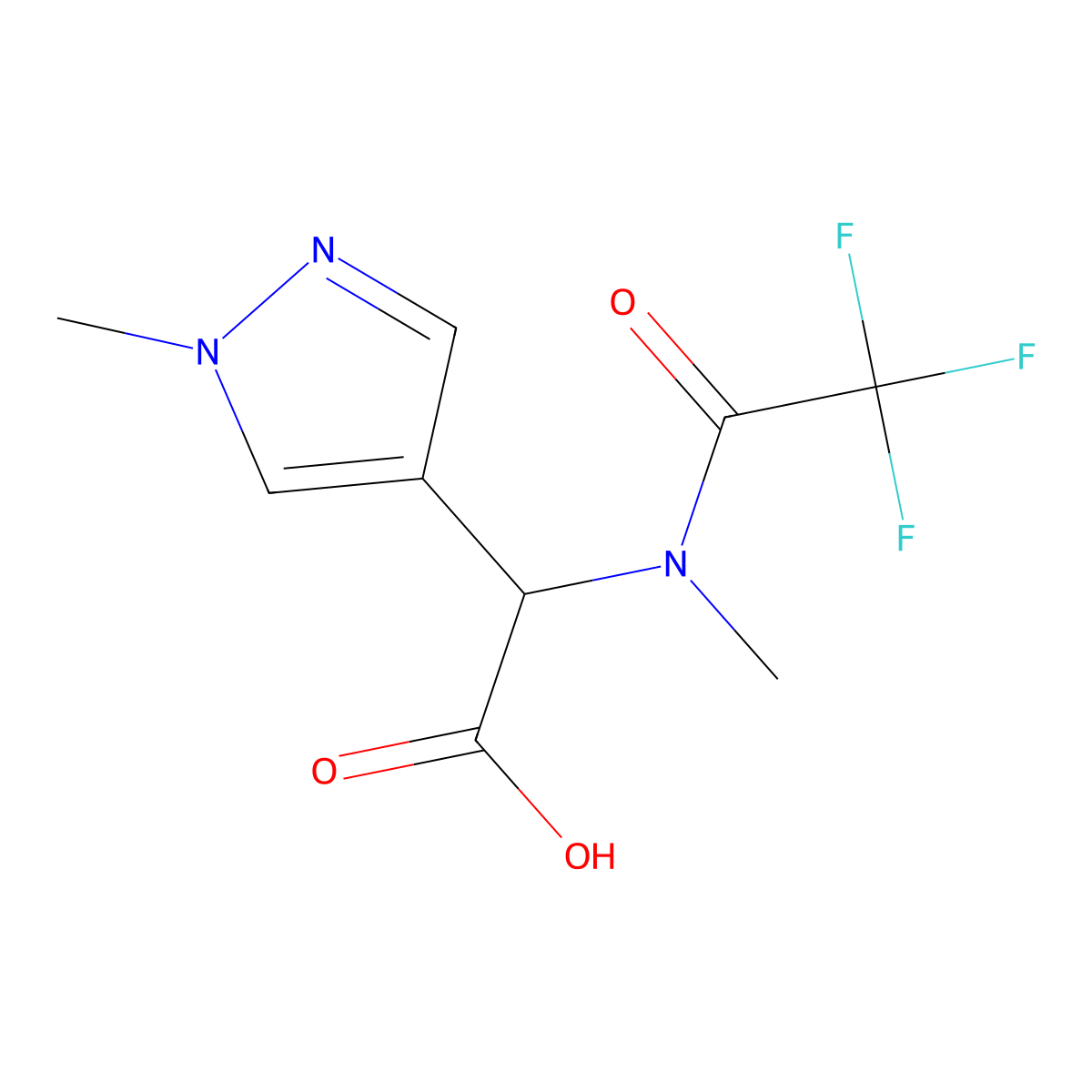 2-(1-methyl-1H-pyrazol-4-yl)-2-(2,2,2-trifluoro-N-methylacetamido)acetic acid molecular structure, CAS 2167102-98-7