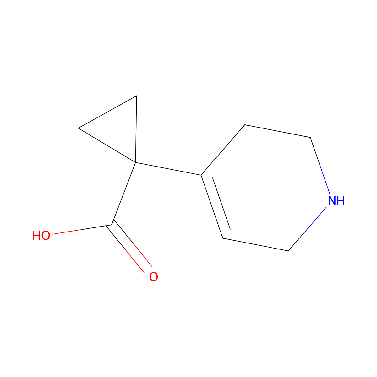 1-(1,2,3,6-Tetrahydropyridin-4-yl)cyclopropane-1-carboxylic acid molecular structure, CAS 2167105-23-7