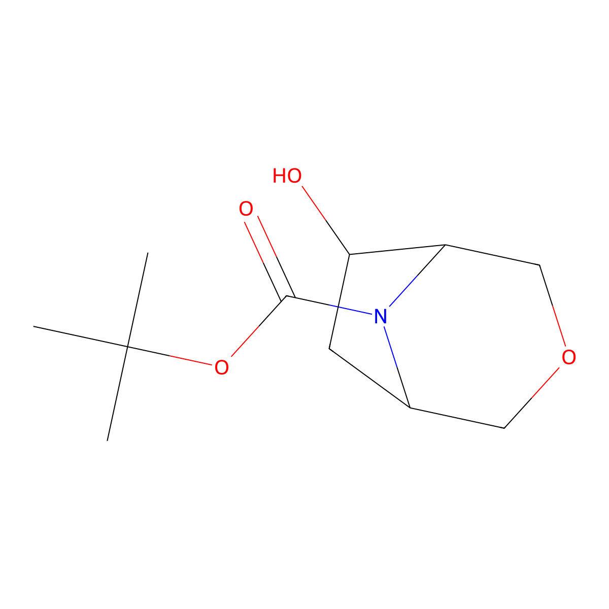 Tert-butyl 6-hydroxy-3-oxa-8-azabicyclo[3.2.1]octane-8-carboxylate molecular structure, CAS 2167117-31-7