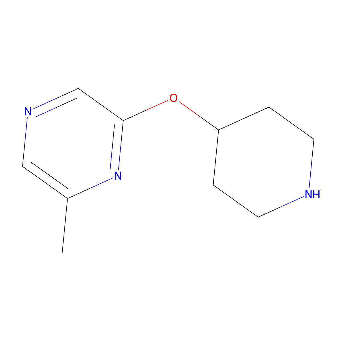 2-Methyl-6-(piperidin-4-yloxy)pyrazine molecular structure, CAS 2167119-22-2