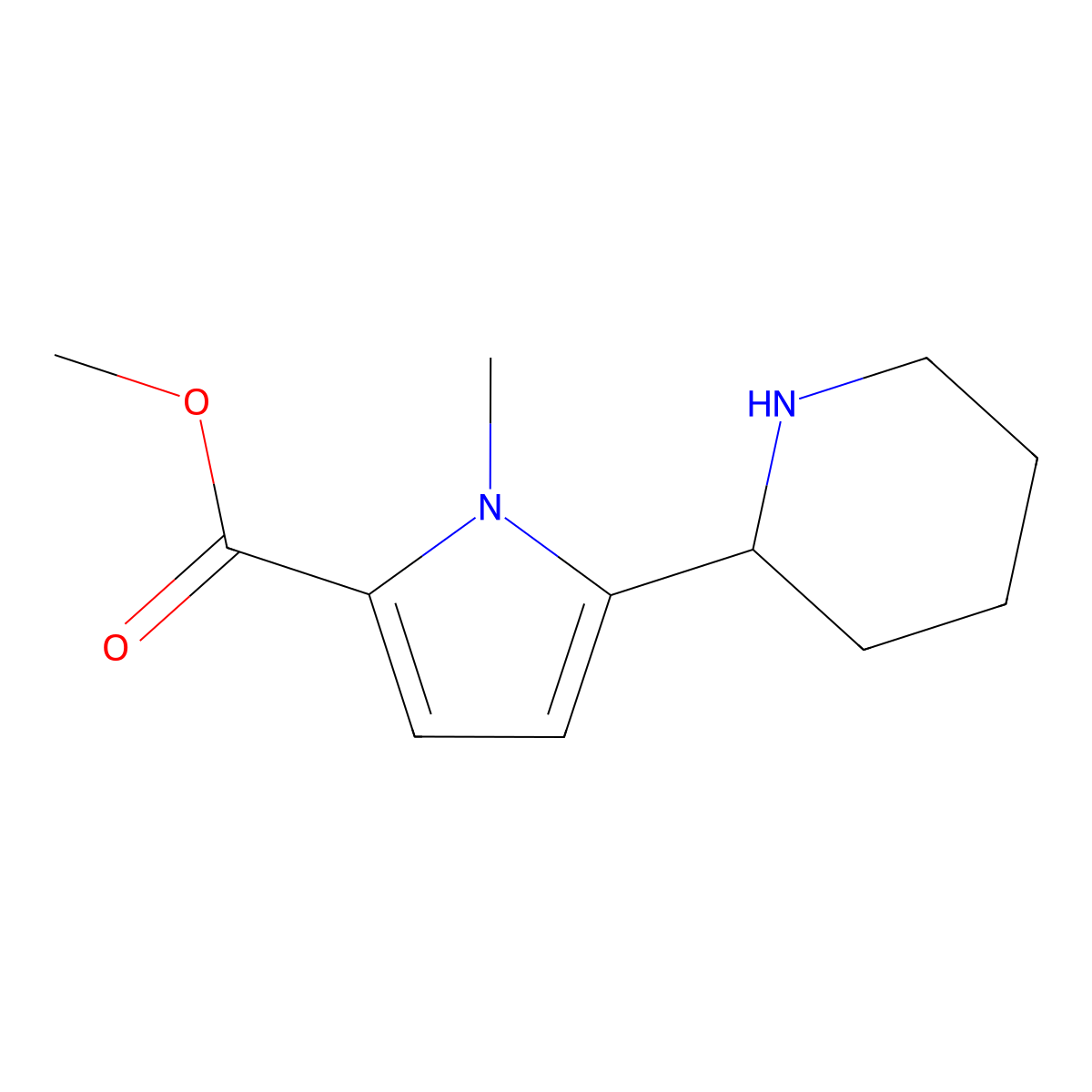 methyl 1-methyl-5-(piperidin-2-yl)-1H-pyrrole-2-carboxylate molecular structure, CAS 2167122-97-4
