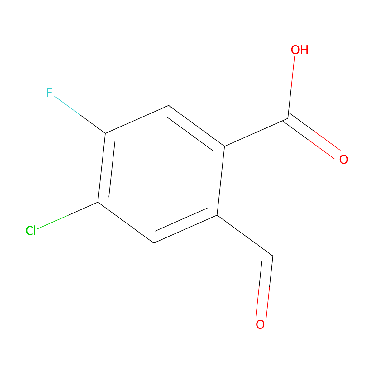 4-Chloro-5-fluoro-2-formylbenzoic acid molecular structure, CAS 2167137-42-8