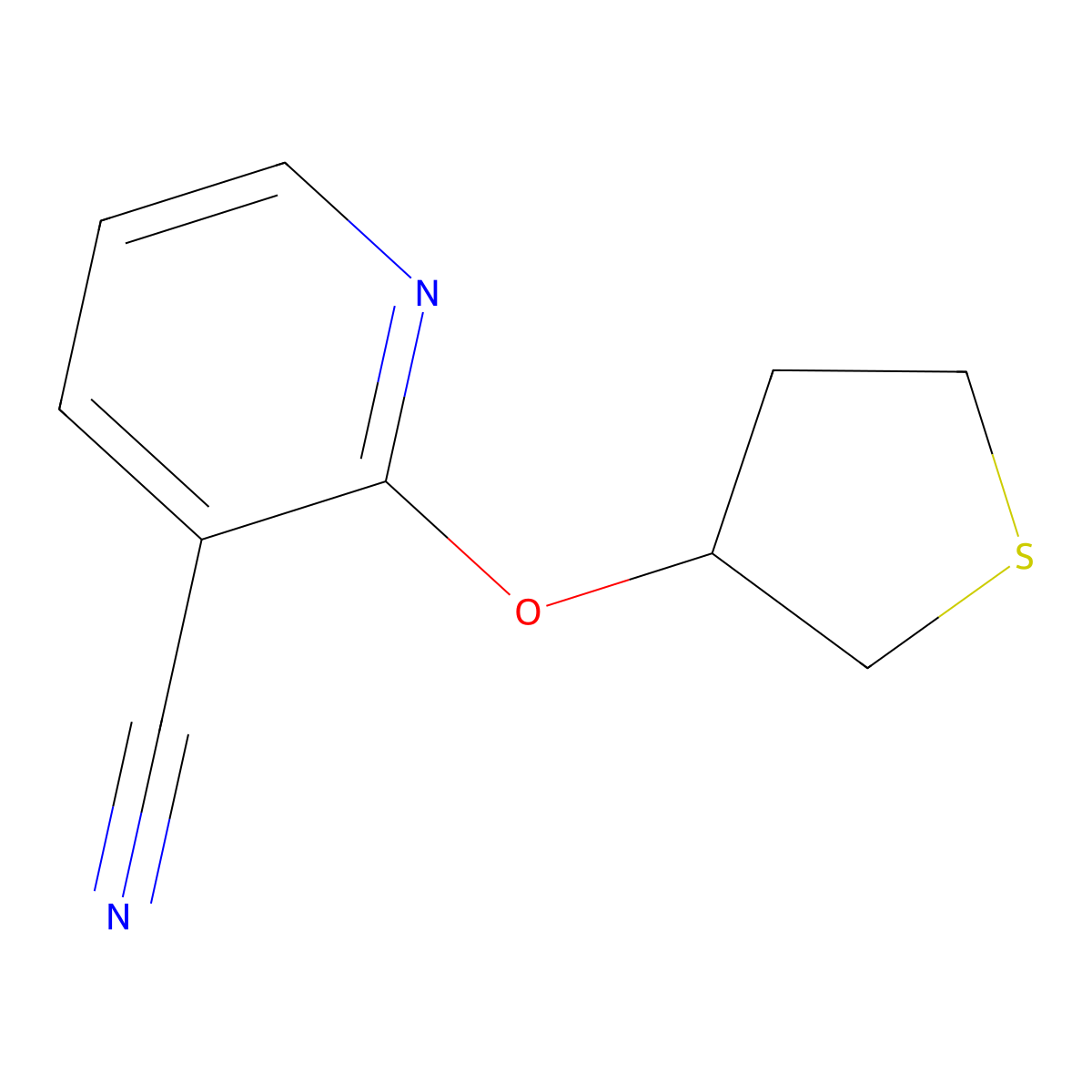 2-(Thiolan-3-yloxy)pyridine-3-carbonitrile molecular structure, CAS 2167151-38-2