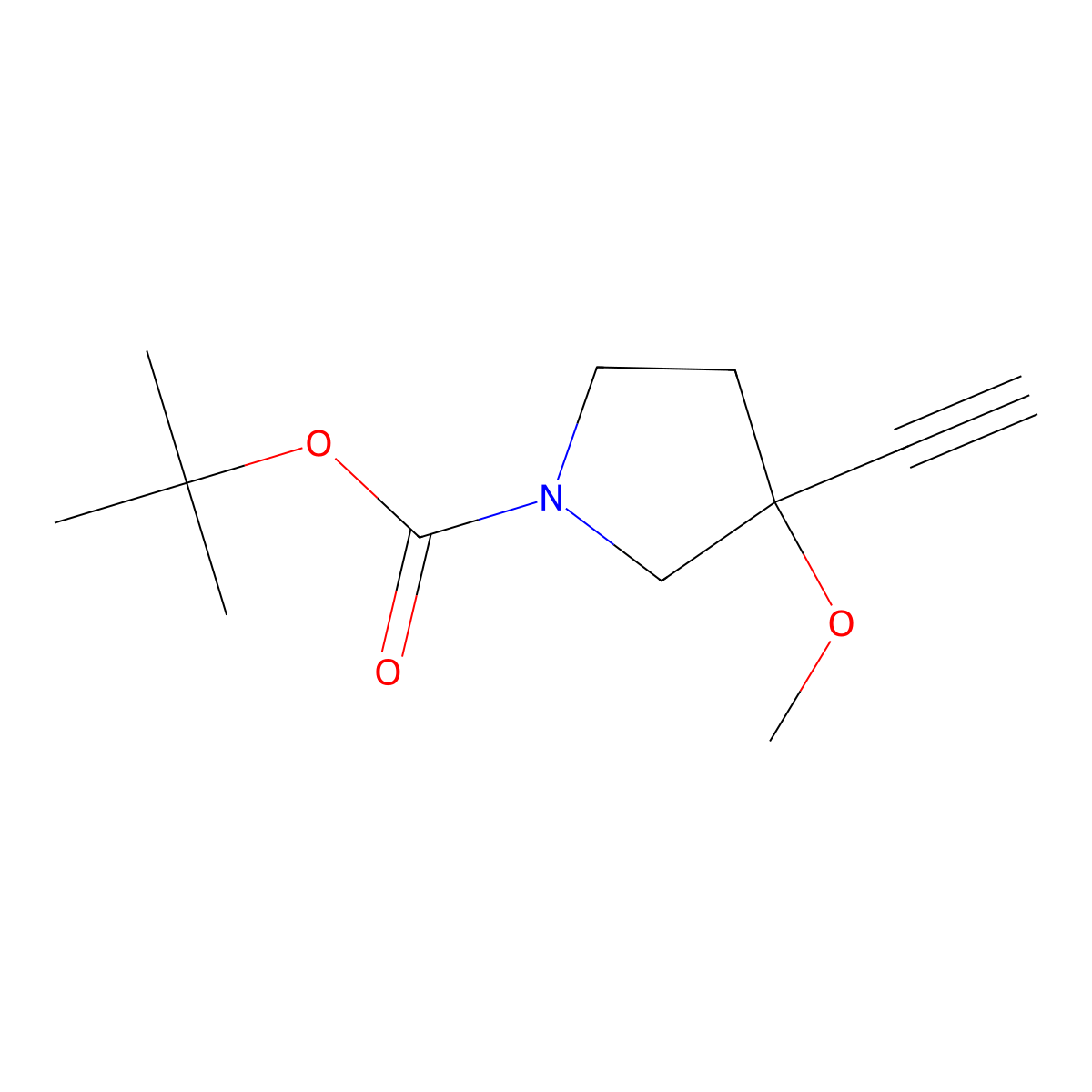 tert-Butyl 3-ethynyl-3-methoxypyrrolidine-1-carboxylate molecular structure, CAS 2167159-22-8