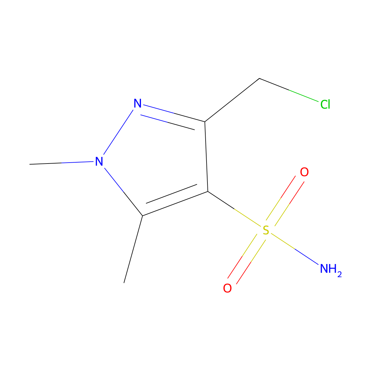 3-(chloromethyl)-1,5-dimethyl-1H-pyrazole-4-sulfonamide molecular structure, CAS 2167163-78-0