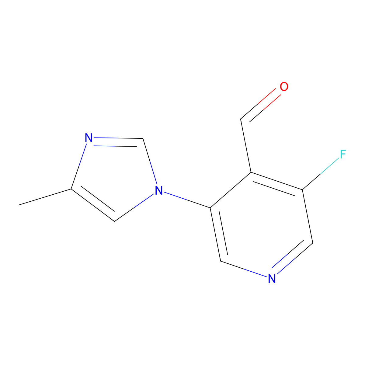 3-fluoro-5-(4-methyl-1H-imidazol-1-yl)pyridine-4-carbaldehyde molecular structure, CAS 2167173-29-5
