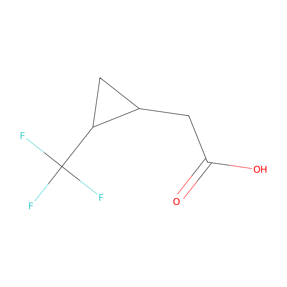 2-(2-(Trifluoromethyl)cyclopropyl)acetic acid molecular structure, CAS 2167179-47-5
