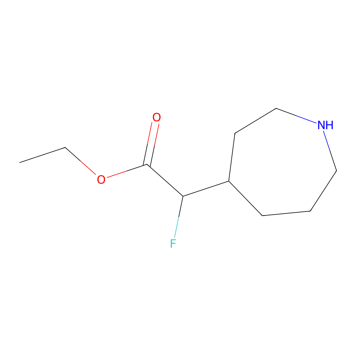Ethyl 2-(azepan-4-yl)-2-fluoroacetate molecular structure, CAS 2167187-36-0