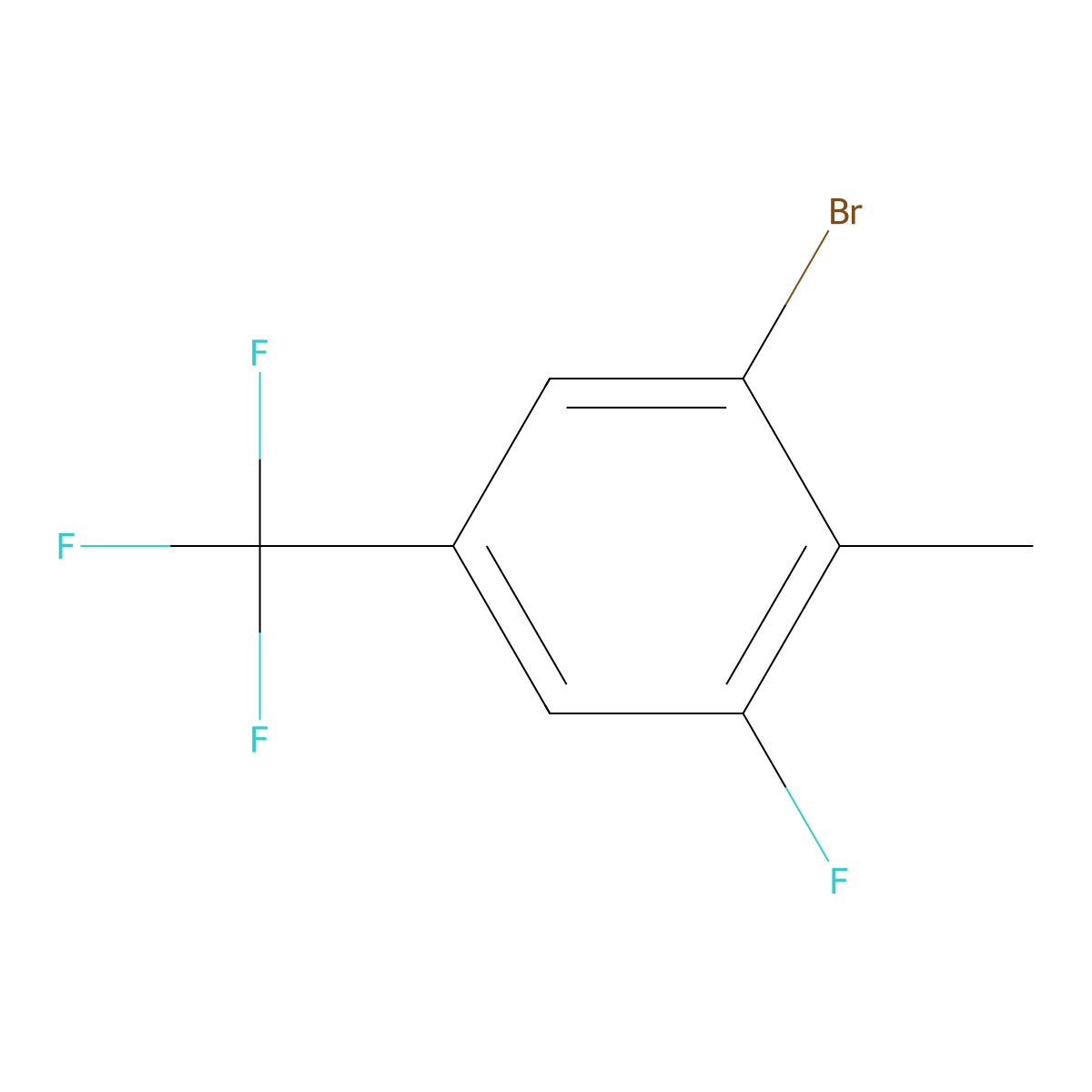 1-Bromo-3-fluoro-2-methyl-5-(trifluoromethyl)benzene molecular structure, CAS 2167191-11-7