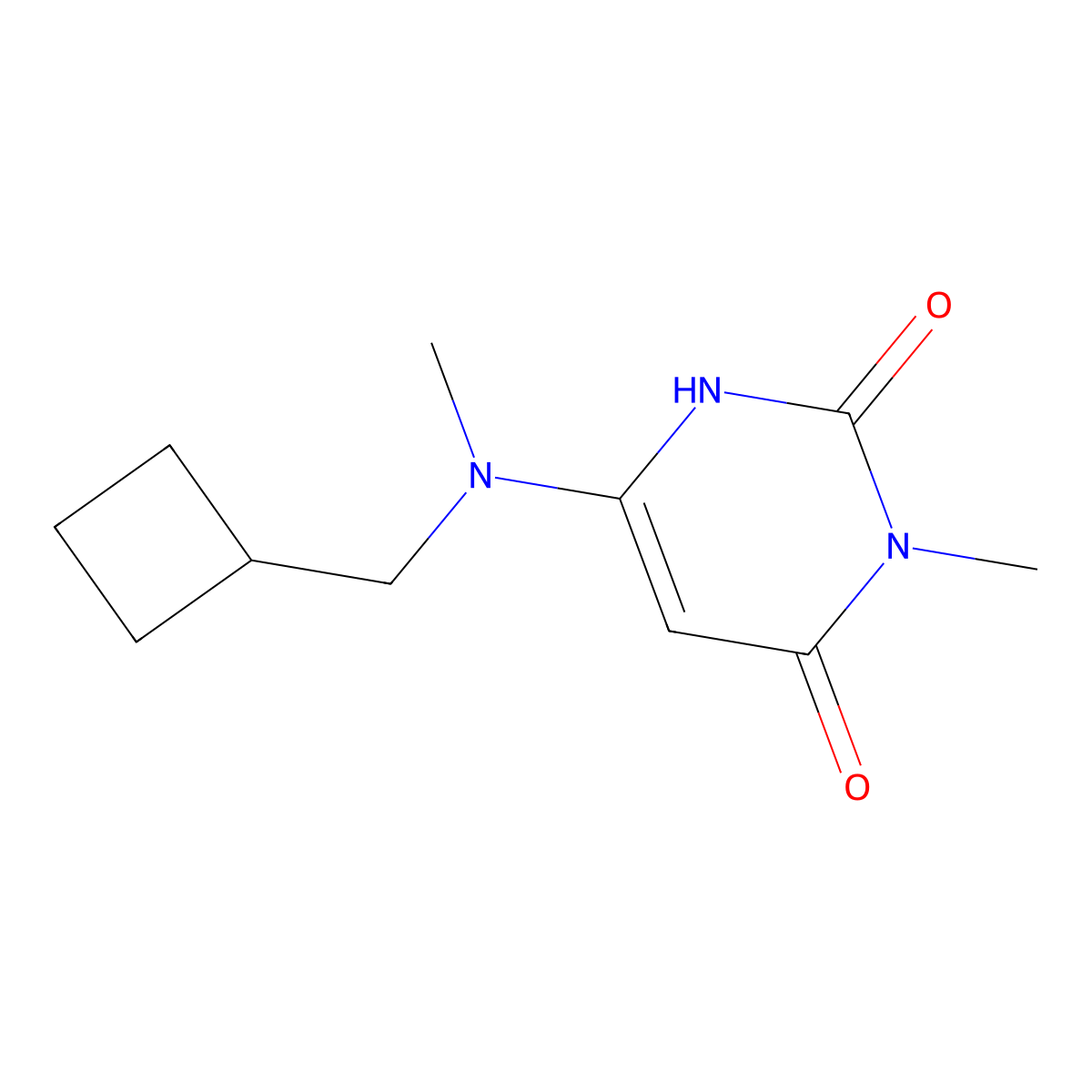 6-[(Cyclobutylmethyl)(methyl)amino]-3-methyl-1,2,3,4-tetrahydropyrimidine-2,4-dione molecular structure, CAS 2167192-96-1