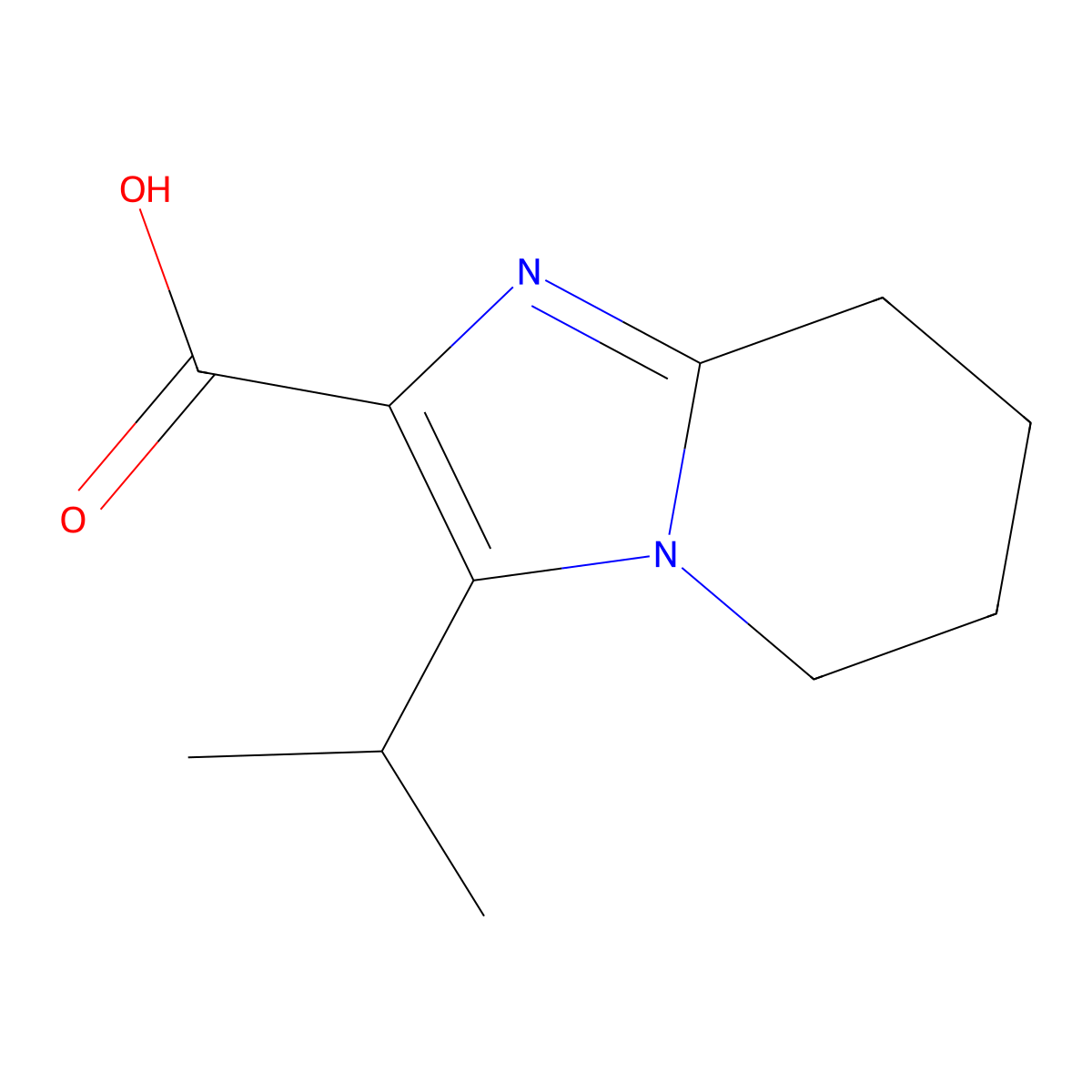 3-(propan-2-yl)-5H,6H,7H,8H-imidazo[1,2-a]pyridine-2-carboxylic acid molecular structure, CAS 2167198-33-4
