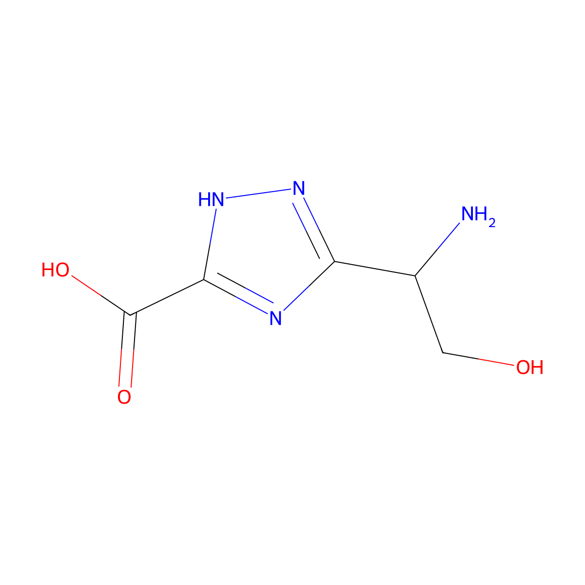 3-(1-amino-2-hydroxyethyl)-1H-1,2,4-triazole-5-carboxylic acid molecular structure, CAS 2167200-13-5