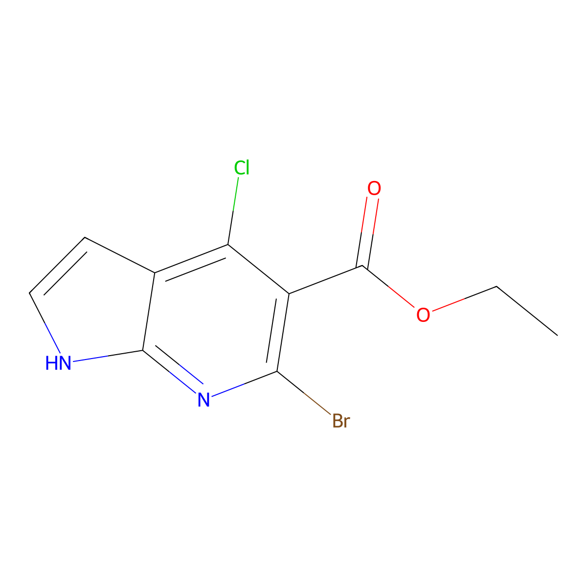 Ethyl 6-bromo-4-chloro-1h-pyrrolo[2,3-b]pyridine-5-carboxylate molecular structure, CAS 2167213-68-3