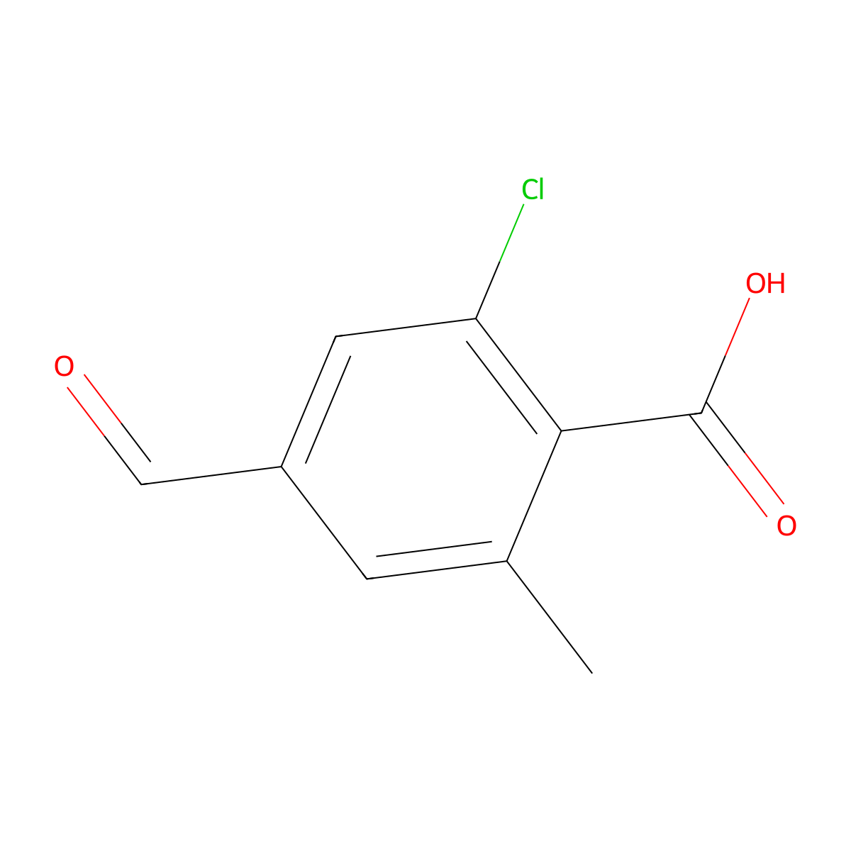 2-Chloro-4-formyl-6-methylbenzoic acid molecular structure, CAS 2167225-06-9