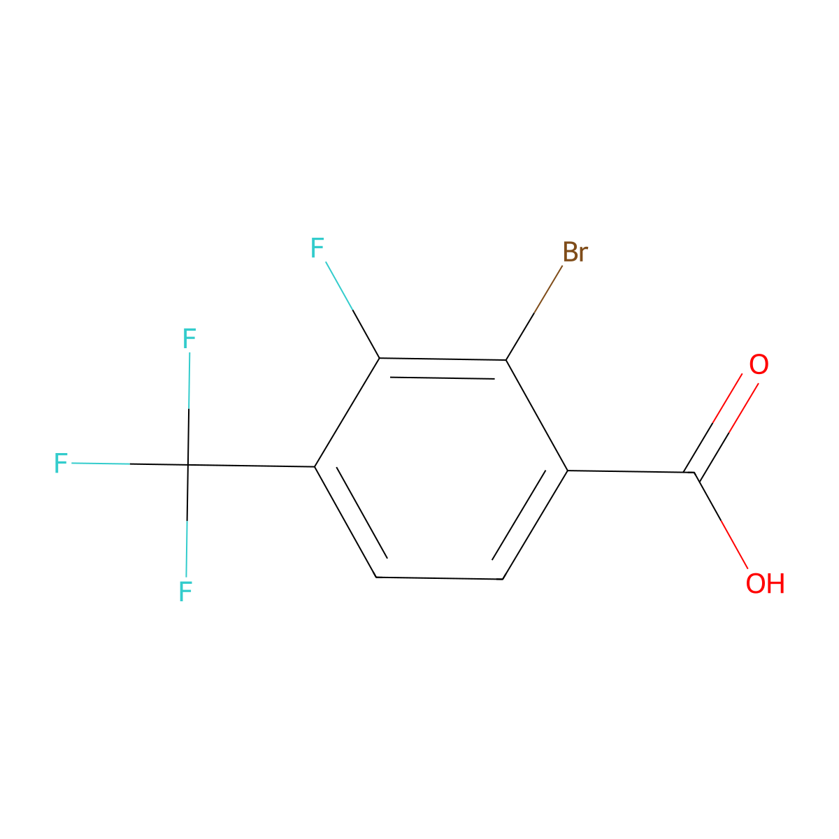 2-Bromo-3-fluoro-4-(trifluoromethyl)benzoic acid molecular structure, CAS 2167227-15-6