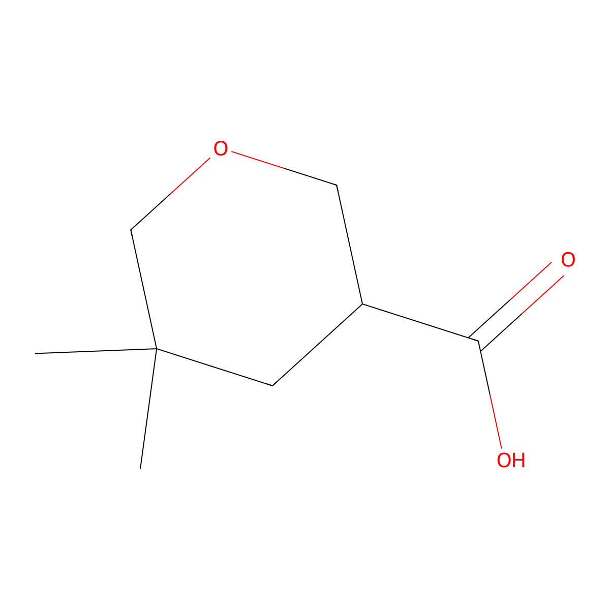 5,5-Dimethyltetrahydro-2H-pyran-3-carboxylic Acid molecular structure, CAS 2167229-53-8