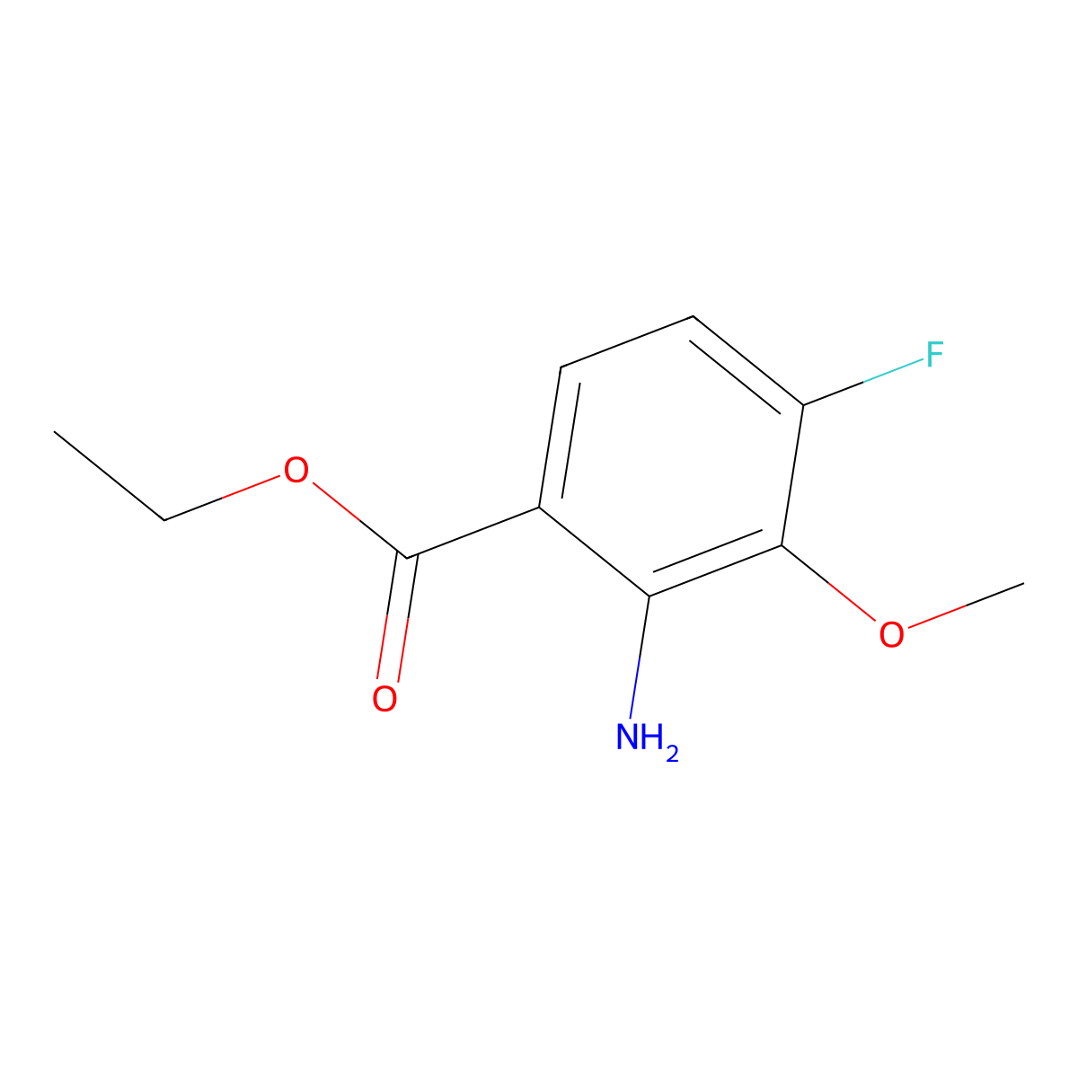 Ethyl 2-amino-4-fluoro-3-methoxybenzoate molecular structure, CAS 2167238-93-7