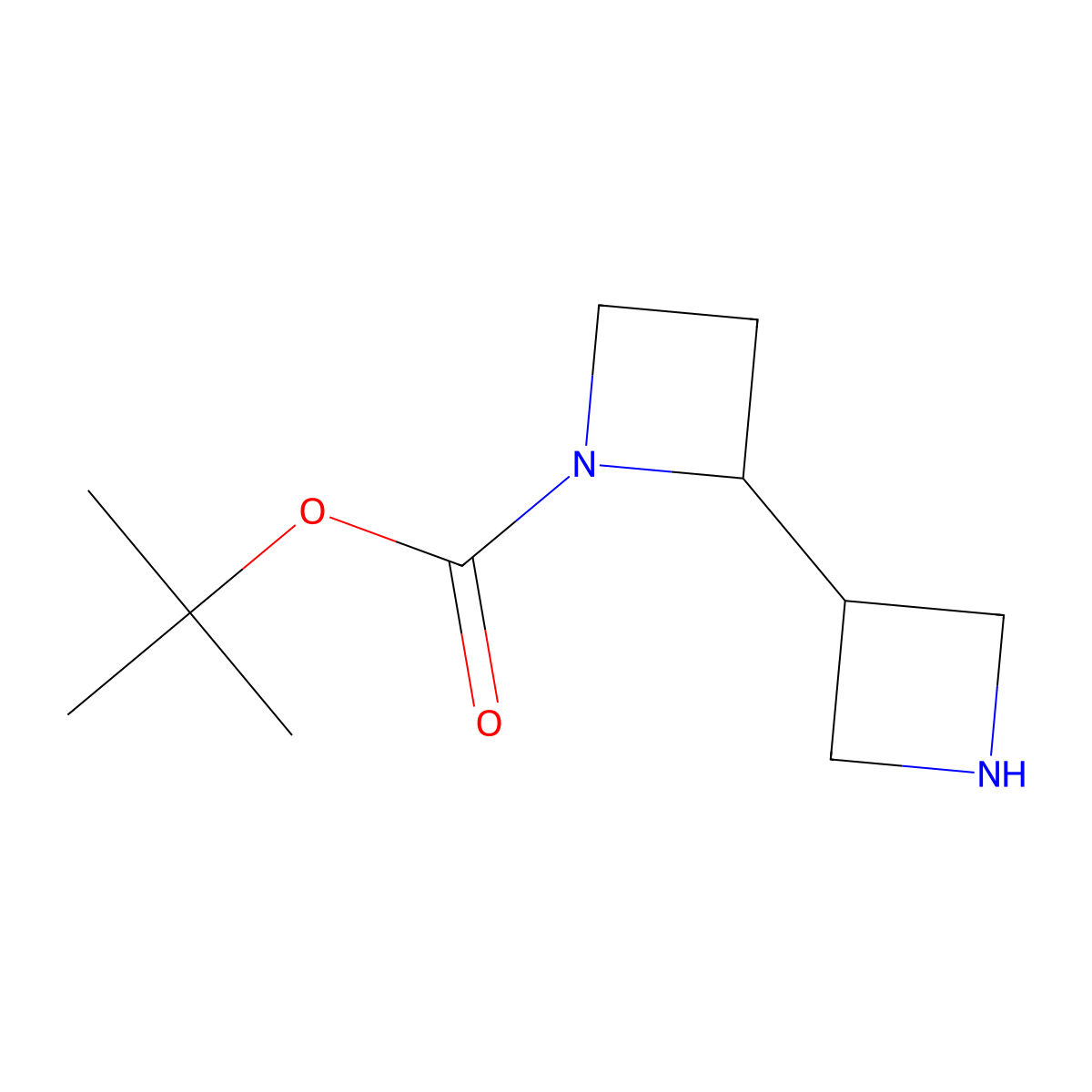Tert-butyl 2-(azetidin-3-yl)azetidine-1-carboxylate molecular structure, CAS 2167242-16-0